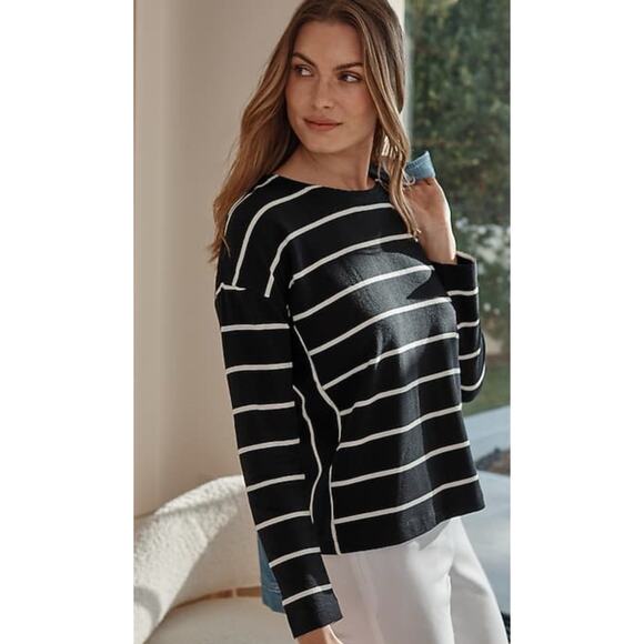 J. Jill Tops - J. Jill Mixed-Stripe Long-Sleeve Top Size MP NWT